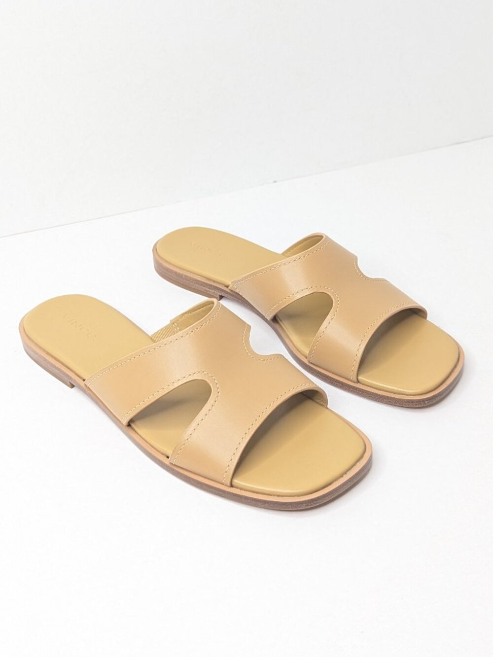 Vince Meyers Slide Sandals Tan Leather Womens 7.5